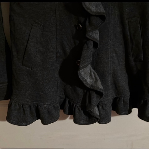 Sere Nade Jacket Blazer Cardigan peacoat size small, dark gray with ruffles - Picture 5 of 10